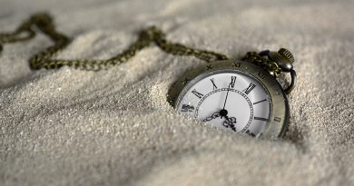 Reloj de mano semienterrado en la arena (Fuente: Pixabay.com - annca)